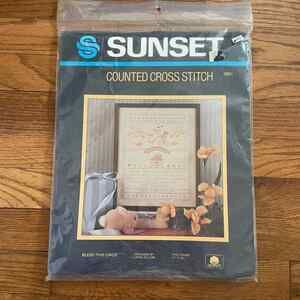 Bless This Child Vintage Counted Cross Stitch Kit by Sunset - embroidery kit